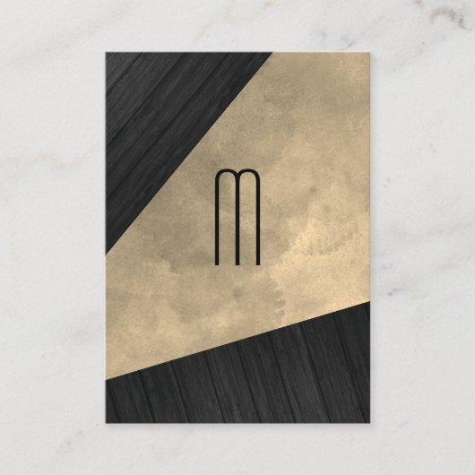 Chic Sepia Waterverf Wood Monogram Visitekaartje (Voorkant)