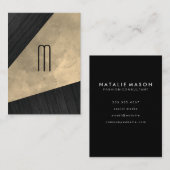 Chic Sepia Waterverf Wood Monogram Visitekaartje (Voorkant / Achterkant)