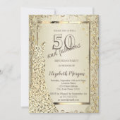 Chic Sequins Dress Gold 50th Birthday Kaart (Voorkant)