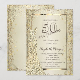 Chic Sequins Dress Gold 50th Birthday Kaart