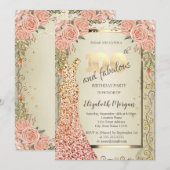 Chic Sequins Jurk Rozen Goud 100e Verjaardag Kaart (Voorkant / Achterkant)