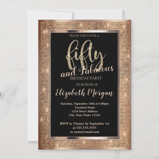 Chic Sequins Lijst 50th Birthday Kaart (Voorkant)