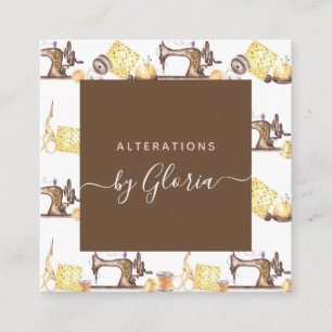 Chic  Sewing Machine Pattern Tailoring Vierkante Visitekaartje