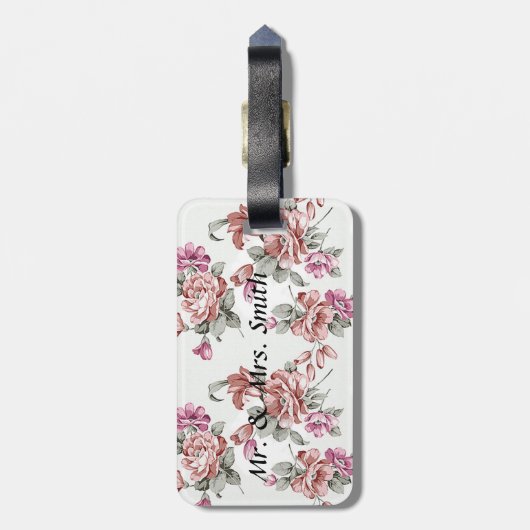  Chic Shabby Girly Flowers Bagagelabel (Achterkant verticaal)