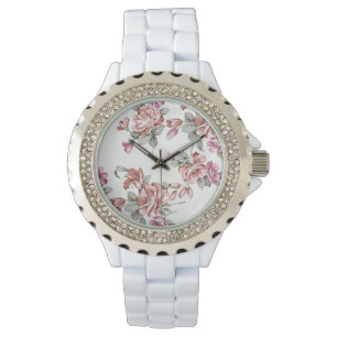 Chic Shabby Girly Flowers Horloge