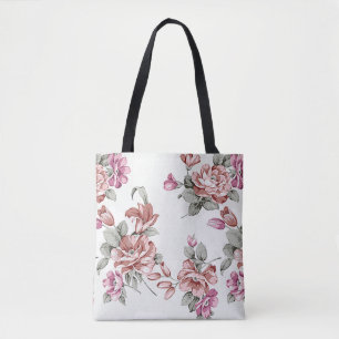  Chic Shabby Girly Flowers Tote Bag