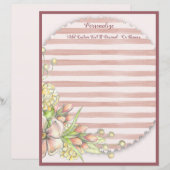 Chic & Shabby Pink Stripes Floral Bouquet (Voorkant / Achterkant)