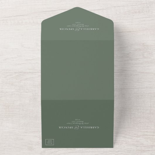 Chic Shades of Sage Green Wedding All In One Uitnodiging (Buitenkant)