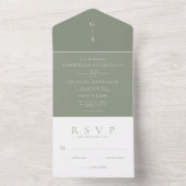 Chic Shades of Sage Green Wedding All In One Uitnodiging (Binnen)
