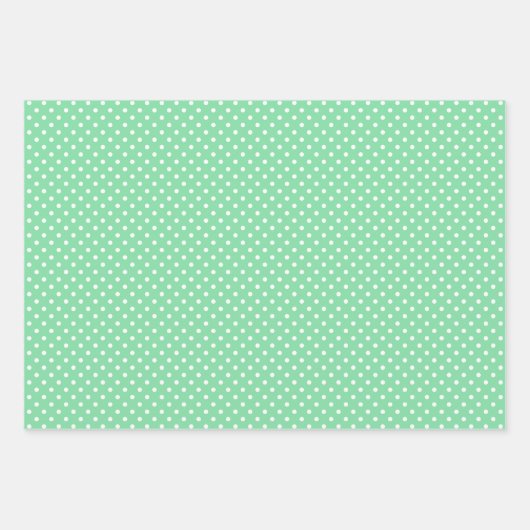 Chic Shamrock Mint Green White Polka Dots Pattern Inpakpapier Vel (Voorkant)