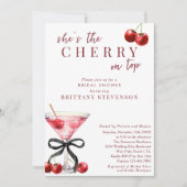 Chic She's The Cherry On Top Martini Bridal Shower Kaart (Voorkant)