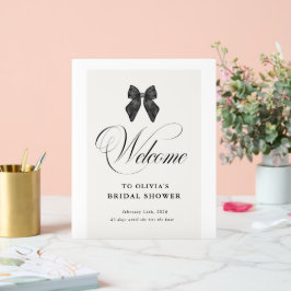 Chic 'She's Tying the Knot Black Bow Bridal Shower Acryl Bord