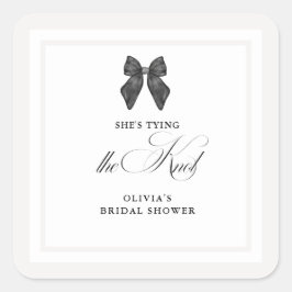Chic 'She's Tying the Knot Black Bow Vrijgezellenf Vierkante Sticker