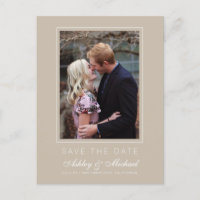 Chic Shiitake Grey Save the Date Verloving Photo