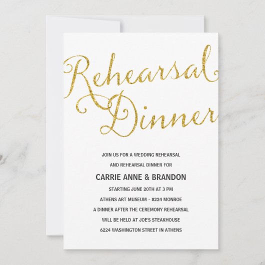 Chic Shimmer | Faux Gold Foil repetitie diner Kaart (Voorkant)