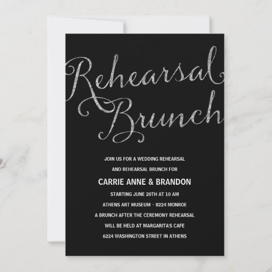 Chic Shimmer | Faux Silver Foil repesal Brunch Kaart (Voorkant)
