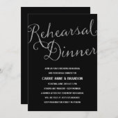 Chic Shimmer | Faux Silver Foil repesal Dinner Kaart (Voorkant / Achterkant)