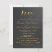 Chic Shining Gold Foil Love Black Wedite Kaart (Voorkant)