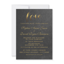 Chic Shining Gold Foil Love Black Wedite