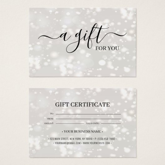 Chic Shiny Gepersonaliseerd Gift Certificate Kaart (Voorkant /achterkant)