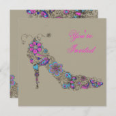 Chic Shoe ~ Invitaties Kaart (Voorkant / Achterkant)