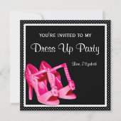 Chic Shoes Girly Pink and Black Dress Up Party Kaart (Voorkant)