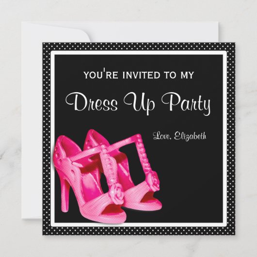 Chic Shoes Girly Pink and Black Dress Up Party Kaart (Voorkant)