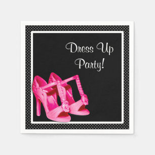 Chic Shoes Girly Pink and Black Dress Up Party Servetten
