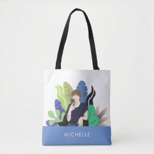 Chic Short Hair Girl Art Tote Bag
