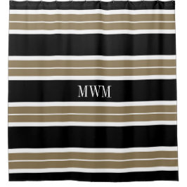 CHIC SHOWER CURTAIN_620 TAN/BLACK/WHITE STRIPES DOUCHEGORDIJN