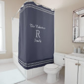 CHIC SHOWER CURTAIN_"FAMILY" NAVY/WHITE DOUCHEGORDIJN (In situ)