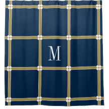 CHIC SHOWER CURTAIN_GOLD/NAVY/WHITE