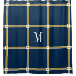 CHIC SHOWER CURTAIN_GOLD/NAVY/WHITE DOUCHEGORDIJN