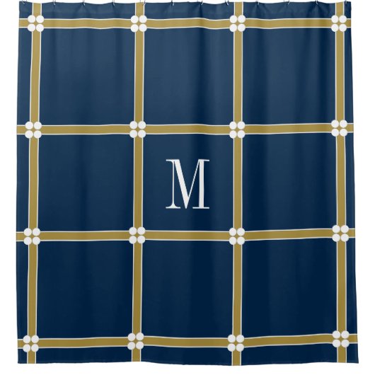 CHIC SHOWER CURTAIN_GOLD/NAVY/WHITE DOUCHEGORDIJN (Voorkant)