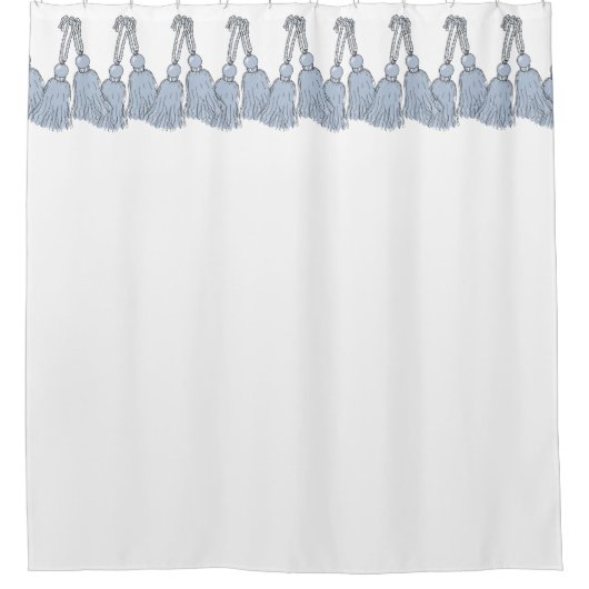CHIC SHOWER CURTAIN_PANTONE SERENITY BLUE TASSELS DOUCHEGORDIJN (Voorkant)