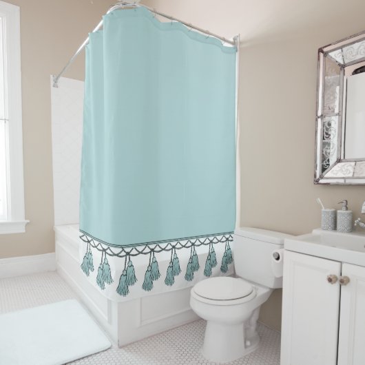 CHIC SHOWER CURTAIN_ STYLISH SEAFOAM TASSELS DOUCHEGORDIJN (In situ)
