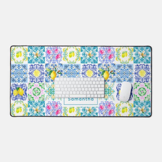 Chic Siciliaanse azulejo Amalfi Mediterrane tegels Bureaumat (Keyboard & Muis)