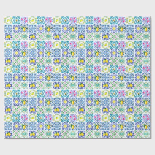 Chic Siciliaanse azulejo Amalfi Mediterrane tegels Cadeaupapier (Vlak)