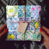 Chic Siciliaanse azulejo Amalfi Mediterrane tegels Cadeaupapier