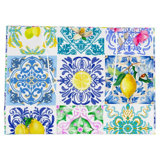 Chic Siciliaanse azulejo Amalfi Mediterrane tegels Groot Cadeauzakje (Achterkant)