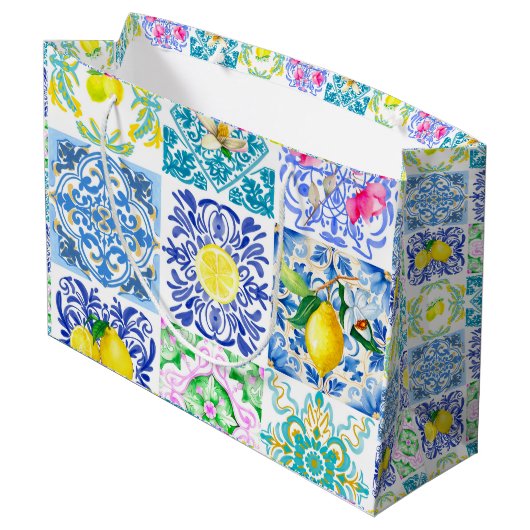 Chic Siciliaanse azulejo Amalfi Mediterrane tegels Groot Cadeauzakje (Achterkant Gekanteld)