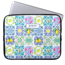 Chic Siciliaanse azulejo Amalfi Mediterrane tegels Laptop Sleeve