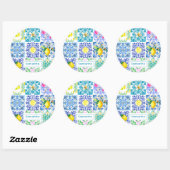 Chic Siciliaanse azulejo Amalfi Mediterrane tegels Ronde Sticker (Vel)