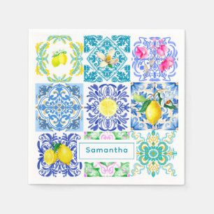 Chic Siciliaanse azulejo Amalfi Mediterrane tegels Servet