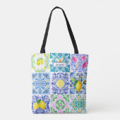 Chic Siciliaanse azulejo Amalfi Mediterrane tegels Tote Bag (Achterkant)