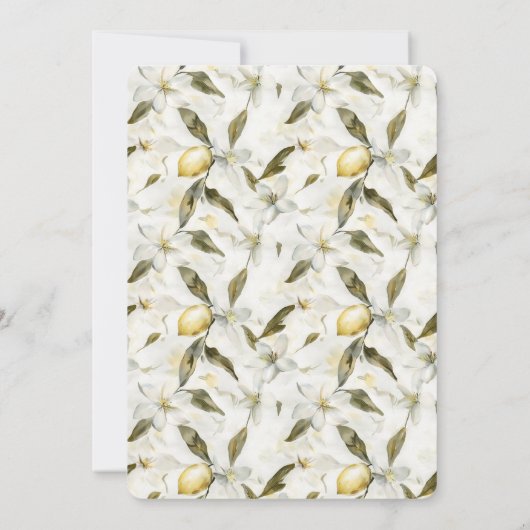 Chic Sicilian Summer Lemons Floral Wedding Kaart (Achterkant)