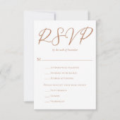 Chic Sienna Brown Script Wedding RSVP Kaartje (Voorkant)