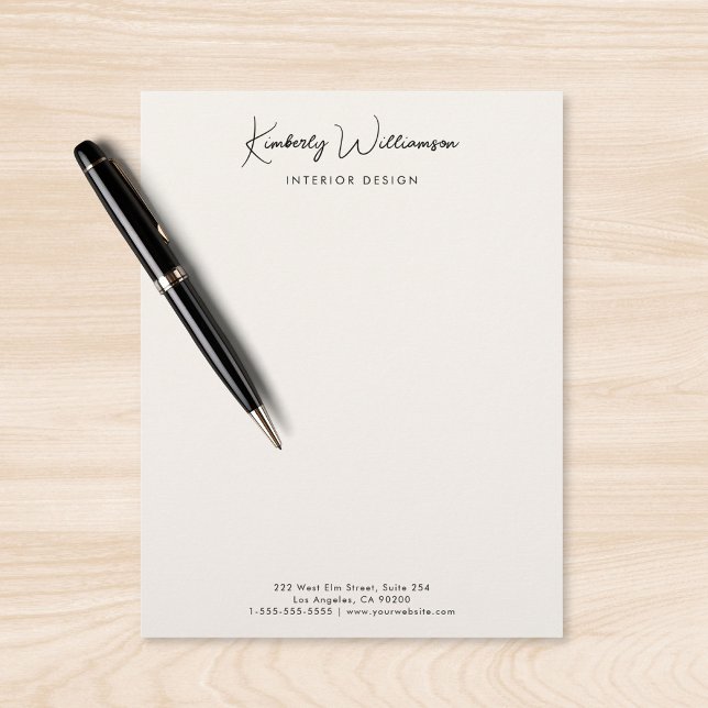 Chic Signature Script Business Name Cream Briefhoofd (Chic Signature Script Business Name Cream Letterhead)