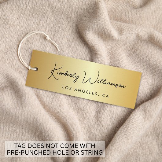 Chic Signature Script Gouden Hang Tag Mini Visitekaartje