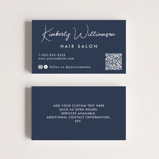 Chic Signature Script QR Code Blauw Visitekaartje